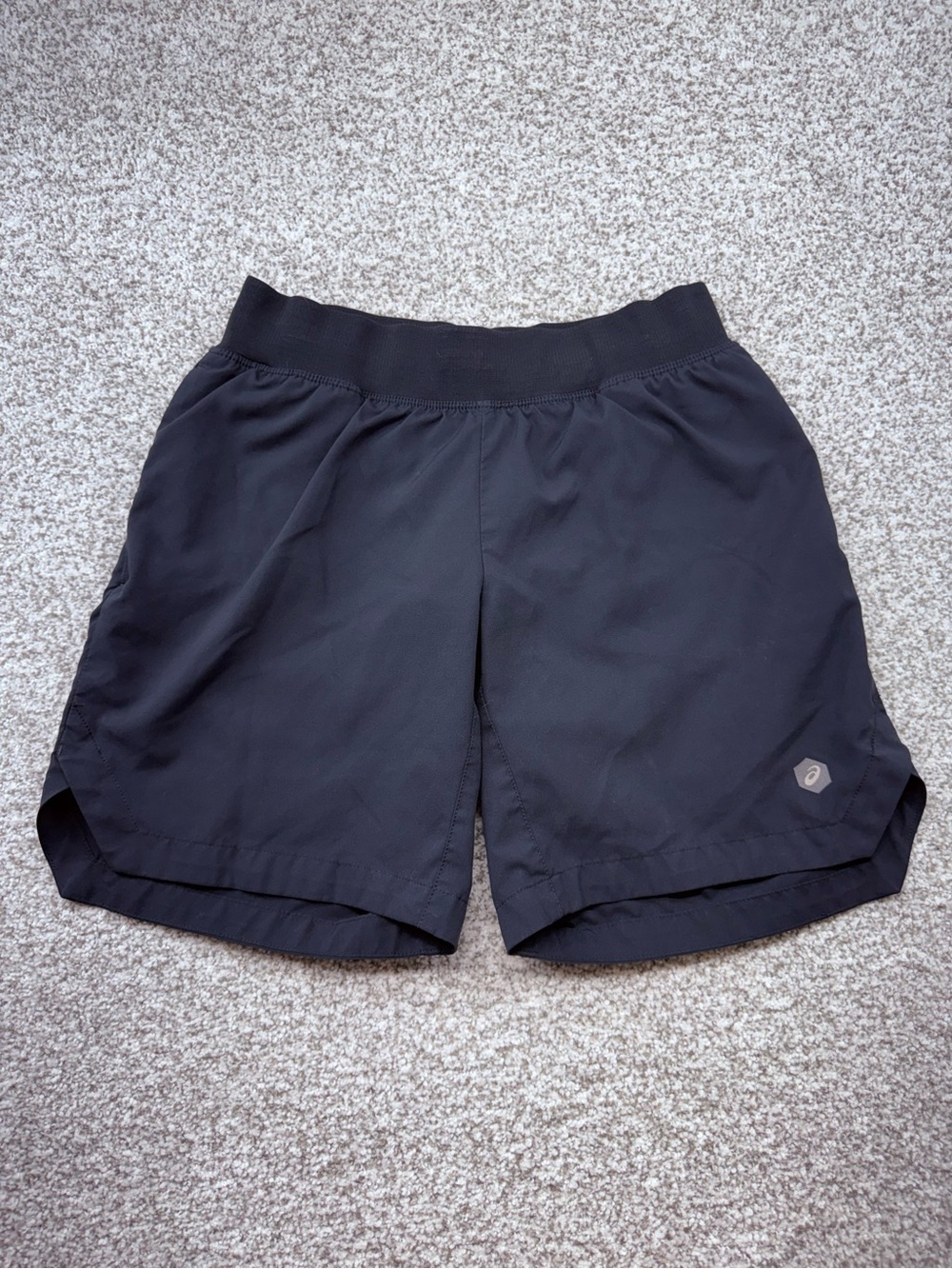 Women's ASICS Performance Reflective Bar Black Drawstring 7-inch Shorts Size XS